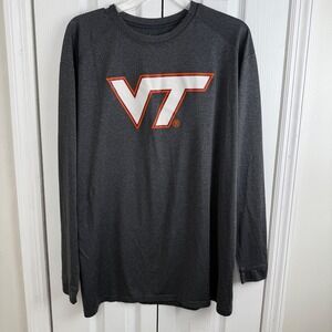 BSN Sports VT Virginia‎ Tech Hokies Long Sleeve Performance Shirt Mens XL Gray